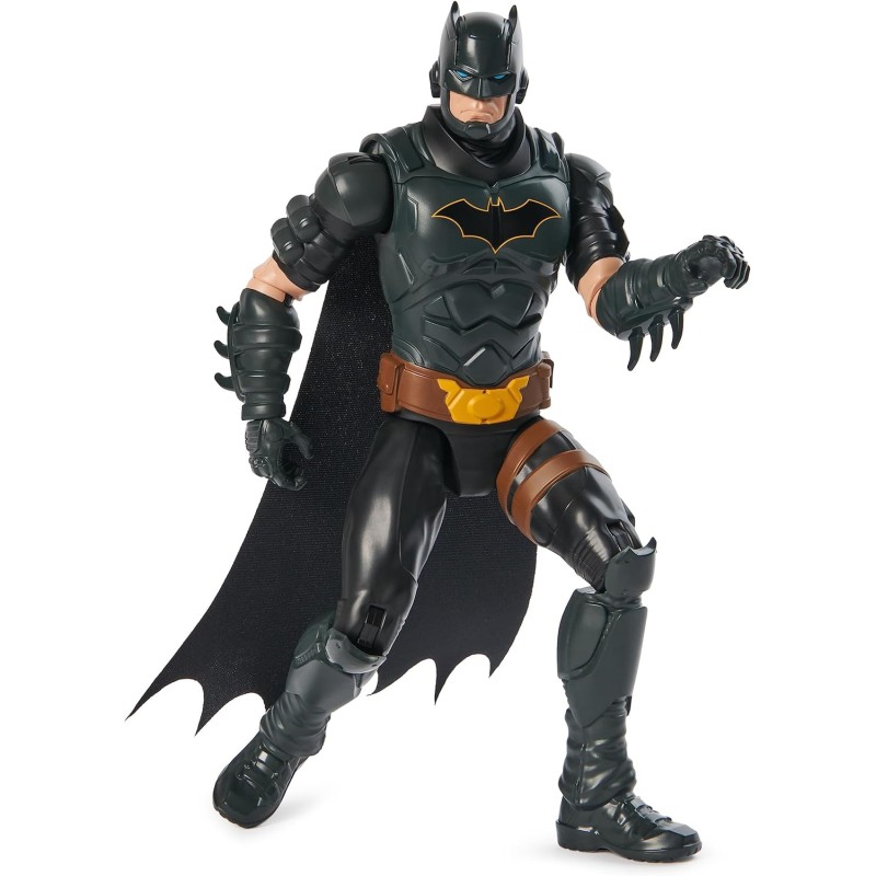 Spin Master - Dc comics, Action Figure Batman Armatura Grigia, Personaggio Mondo Batman Alto 30 cm con 11 Punti di Articolazione