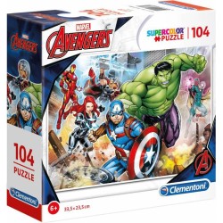 Clementoni - 96865 - Puzzle 104 Pezzi Supercolor Marvel Square The Avengers 33,5 x 23,5 cm