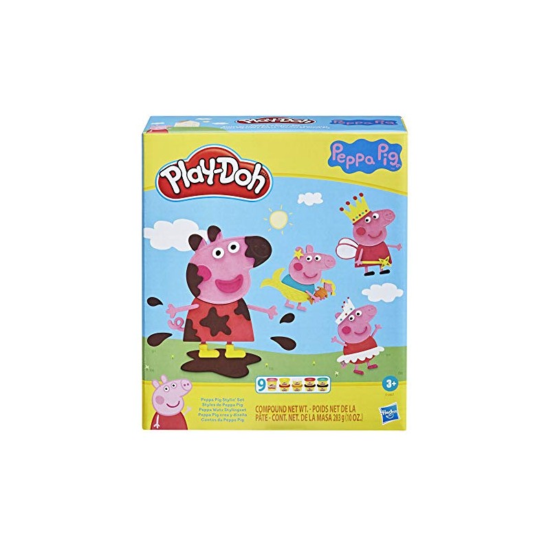 Hasbro - Play-Doh Stylin Set con 9 barattoli di Composto modellabile atossico, 11 Accessori, Giocattolo di Peppa Pig, F14975L00