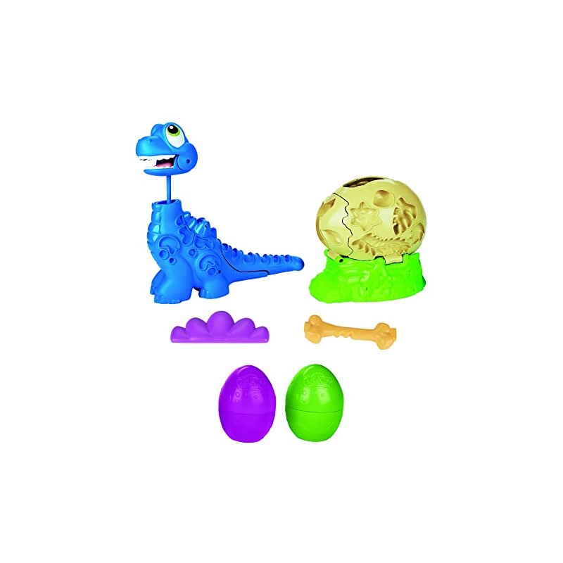 Hasbro - Play-Doh Dino Crew - Il Brontosauro Che Scappa, Dinosauro Giocattolo con 2 Uova, Bambini dai 3 Anni in su, F15035L00