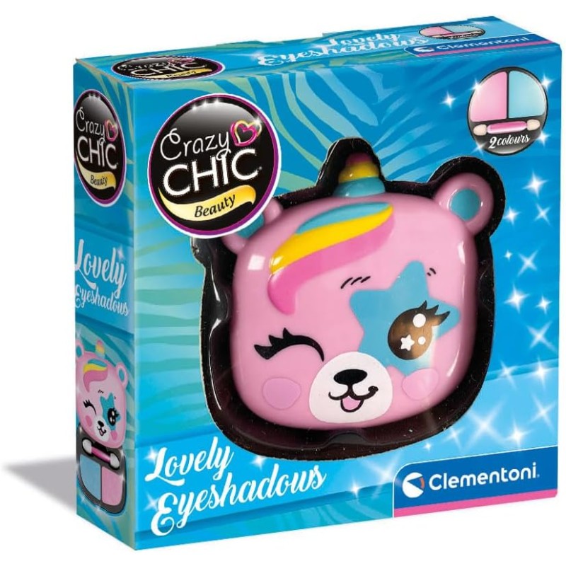 Clementoni - Crazy Chic-Lovely Eyeshadow: Orso-Trousse Ombretti, Trucchi Sicuri E Anallergici, Set Cosmetici Bambine 6 Anni, Fac