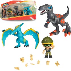 Famosa - ACTION HEROES Dino Pack, 2 dinosauri, 1 personaggio, accessori, ACN00010