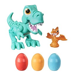 Hasbro - Play-Doh Dino Crew - Il T-Rex Mangione, dinosauro giocattolo con suoni da dinosauro e 3 uova Play-Doh, per bambini dai 