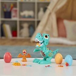 Hasbro - Play-Doh Dino Crew - Il T-Rex Mangione, dinosauro giocattolo con suoni da dinosauro e 3 uova Play-Doh, per bambini dai 