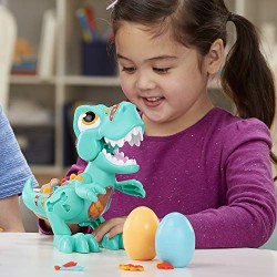 Hasbro - Play-Doh Dino Crew - Il T-Rex Mangione, dinosauro giocattolo con suoni da dinosauro e 3 uova Play-Doh, per bambini dai 