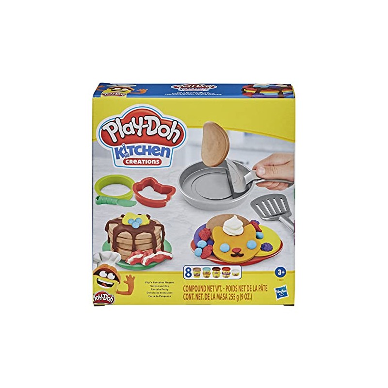 Hasbro - Play-Doh Kitchen Creations Flip  n Pancakes, per Bambini dai 3 Anni in su, con 8 Colori, 14 componenti, F12795L00