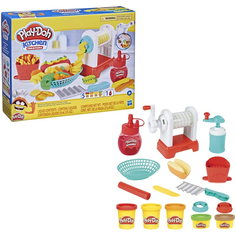 Hasbro - Play-Doh Kitchen Creations - Set di Patatine Fritte a Spirale, per Bambini dai 3 Anni in su, F13205L0