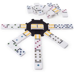 Spin Master - Domino Doppio, Sei con Pallini Colorati e Scatola di Latta, SP6037243