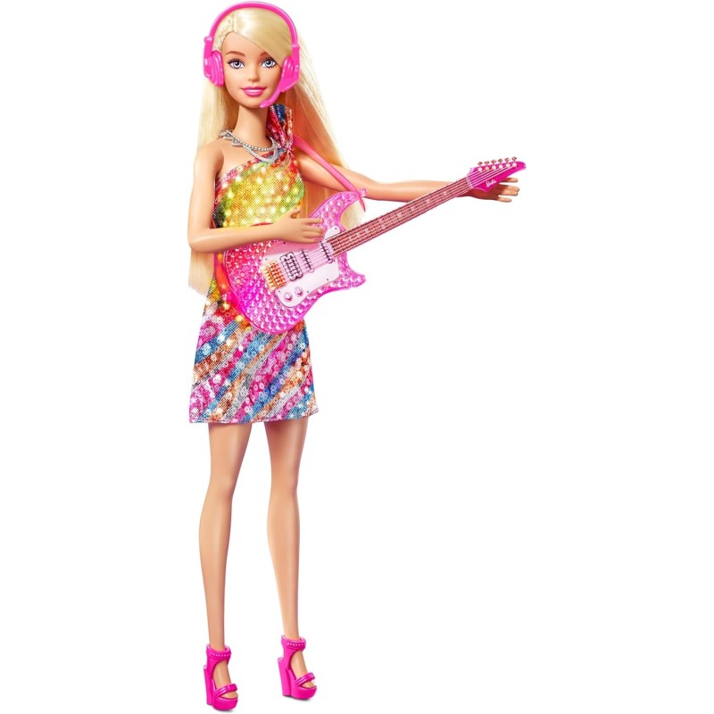 Mattel - Barbie - Grande Città, Grandi Sogni, Barbie Malibu Bionda Alta 29,21 cm Canta con Microfono e Chitarra, Luci e Suoni e 