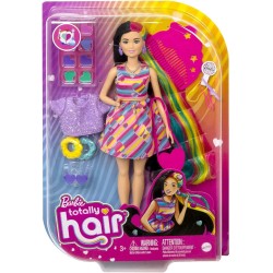 Mattel - Barbie - Super Chioma Bambola Petite con abito a cuori, capelli fantasia lunghi 21,6 cm, 15 accessori alla moda - 8 con