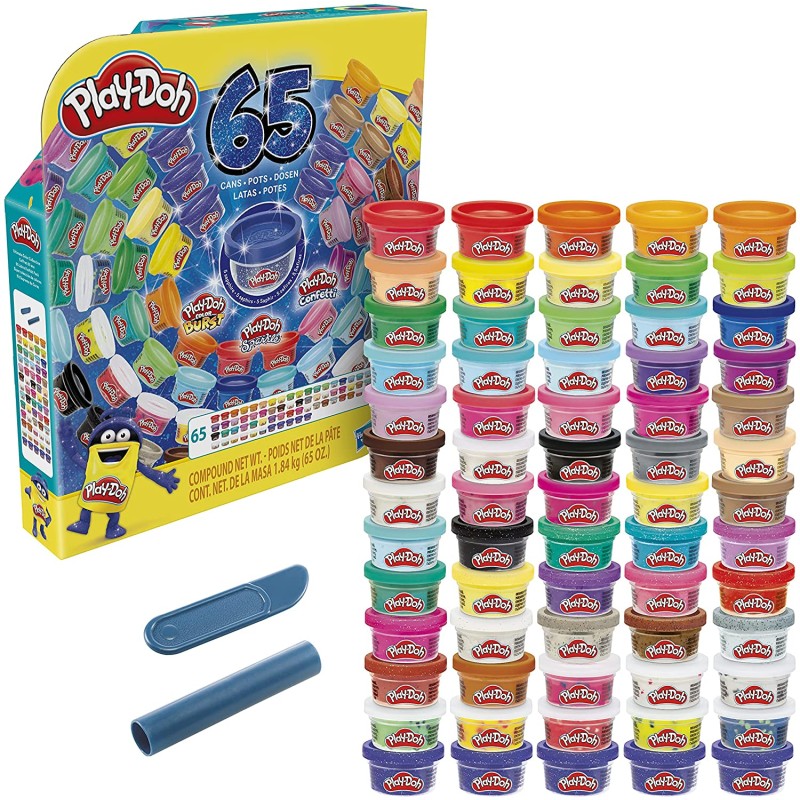 Hasbro - Play-Doh Ultimate Color Collection, Confezione da 65 composti modellabili Assortiti età 3+, atossico, barattoli da 28 G