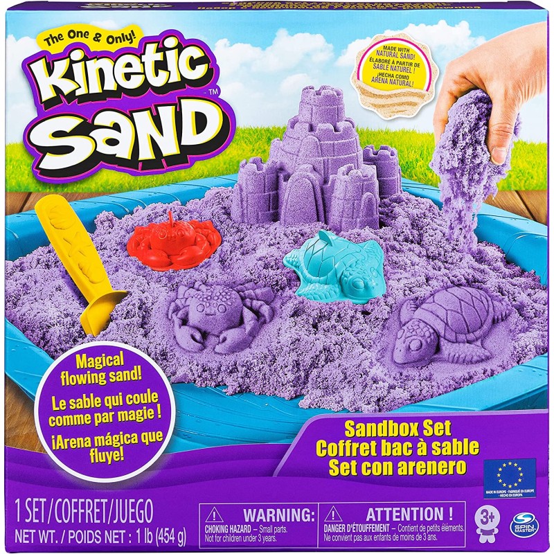 Kinetic Sand, Playset Castelli di Sabbia, 454 Grammi di Sabbia con Vaschetta, Colori a Sorpresa, dai 3 Anni