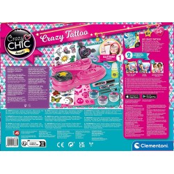 Clementoni - Crazy Chic - Kit Temporanei, Laboratorio Tattoo, Gioco Creativo Tatuaggi Bambini - CL18733