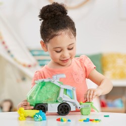 Hasbro - Play-Doh - Wheels, Che bello scaricare, camion dei rifiuti 2 in 1 con rifiuti di pasta modellabile e 3 vasetti, F51735L