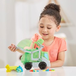 Hasbro - Play-Doh - Wheels, Che bello scaricare, camion dei rifiuti 2 in 1 con rifiuti di pasta modellabile e 3 vasetti, F51735L