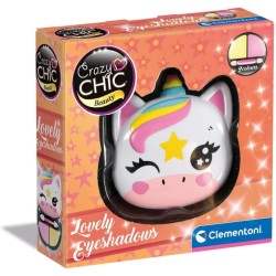 Clementoni - Trousse Trucchi Bambina Crazy Chic - Lovely Eyeshadow: Unicorno, Set Ombretti Sicuri e Anallergici, Bambine 6 Anni,