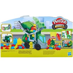 Hasbro - Play-Doh - Wheels, Che bello scaricare, camion dei rifiuti 2 in 1 con rifiuti di pasta modellabile e 3 vasetti, F51735L