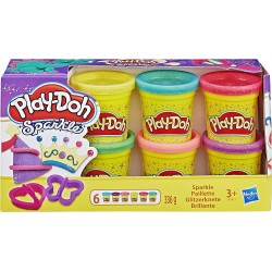 Hasbro, Play-Doh - 6 Vasetti di pasta da modellare sparkle (con glitter), A5417EU81