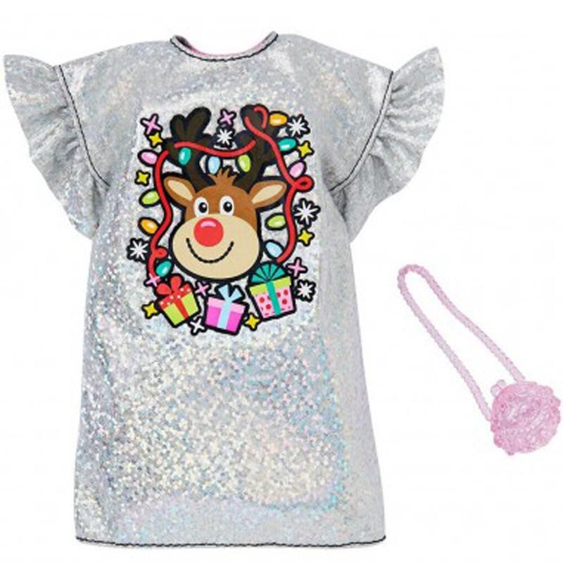 VESTITO PER BARBIE CON STAMPA RUDOLF MATTEL GGG51