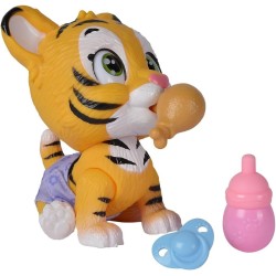 Simba - Pamper Petz Tigre, simpatico animaletto con pannolino con funzione color-change, zampa magica, tre sorprese, 15 cm, 1059