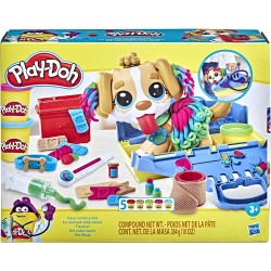 Hasbro - Play-Doh - Set da Veterinario, playset con Cane Giocattolo, trasportino, 10 Strumenti, 5 Colori, F36395L00