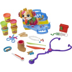 Hasbro - Play-Doh - Set da Veterinario, playset con Cane Giocattolo, trasportino, 10 Strumenti, 5 Colori, F36395L00