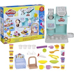 Hasbro - Play-Doh, Kitchen Creations, La Caffetteria Super Colorata, playset con 20 accessori e 8 vasetti di pasta modellabile -