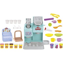 Hasbro - Play-Doh, Kitchen Creations, La Caffetteria Super Colorata, playset con 20 accessori e 8 vasetti di pasta modellabile -