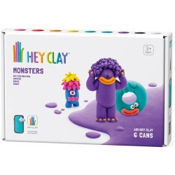 Hey Clay Monsters 2, pasta modellabile medium set Mostri 2 per Bambini in confezione da 3 soggetti con 6 colori. Set medio da 3 