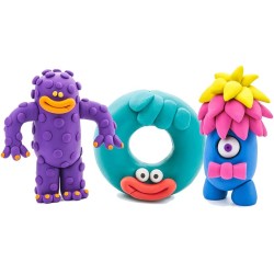 Hey Clay Monsters 2, pasta modellabile medium set Mostri 2 per Bambini in confezione da 3 soggetti con 6 colori. Set medio da 3 