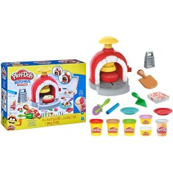 Play-Doh Kitchen Creations - La Pizzeria, playset con 6 vasetti di Pasta modellabile e 8 Accessori