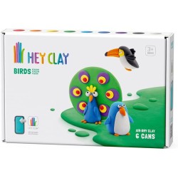 Hey Clay Birds 2, pasta modellabile medium set Uccelli 2 per Bambini in confezione da 3 soggetti con 6 colori. Set medio da 3 uc