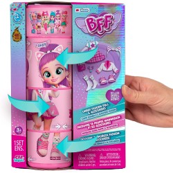 IMC Toys - BFF BY CRY BABIES S2 Daisy | Bambola alla moda da Collezione con Capelli lunghi, Vestitini in tessuto e 9 Accessori -