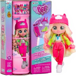 IMC Toys - BFF BY CRY BABIES S2 Hannah | Bambola alla moda da Collezione con Capelli lunghi, Vestitini in tessuto e 9 Accessori 