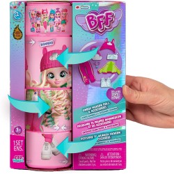 IMC Toys - BFF BY CRY BABIES S2 Hannah | Bambola alla moda da Collezione con Capelli lunghi, Vestitini in tessuto e 9 Accessori 