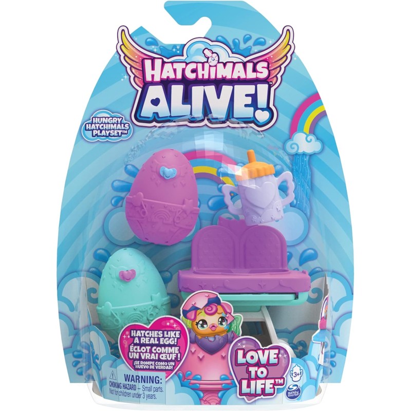 Spin Master - HATCHIMALS Alive - Confezione con Due Uova Che Si schiudono con l’Acqua e seggiolone - SP6067740