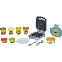 Play-Doh Hasbro Sandwich formaggioso (Playset con 1 vasetto di Pasta da Modellare Elastix, 6 vasetti di Pasta da Modellare Acces