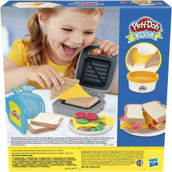 Play-Doh Hasbro Sandwich formaggioso (Playset con 1 vasetto di Pasta da Modellare Elastix, 6 vasetti di Pasta da Modellare Acces