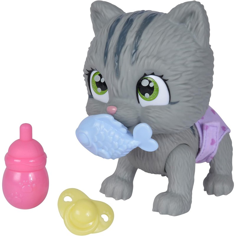 Simba - Pamper Petz Gattino, funzione beve e bagna, con pannolino, zampina gender reveal, con 3 accessori - 105953051