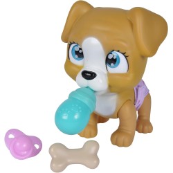 Simba - Pamper Petz Cagnolino, funzione beve e bagna, con pannolino, zampina gender reveal, con 3 accessori - 185953050