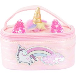 Nice Group - Girabrilla - Puffer Unicorn Case Pink, 1 mini Porta Oggetti Rosa con Unicorno iridescente