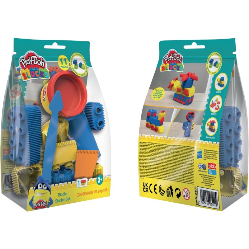 Grandi Giochi - Play Doh Blocks, Set Base 11 Pezzi con Costruzioni e Pasta da Modellare, Pld05000