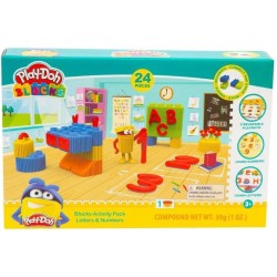 Grandi Giochi - Play Doh Blocks, Set Lettere e Numeri 24 Pezzi con Costruzioni e Pasta da Modellare, Pld04000