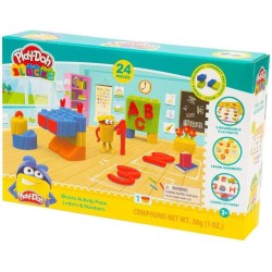 Grandi Giochi - Play Doh Blocks, Set Lettere e Numeri 24 Pezzi con Costruzioni e Pasta da Modellare, Pld04000