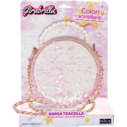 Nice Group - Girabrilla - Fashion Bag, Borsetta con Paillettes Reversibili, Maniglia con Perle e Tracolla