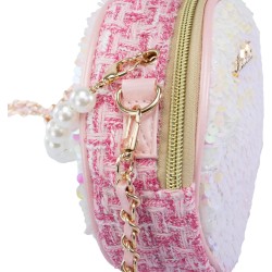 Nice Group - Girabrilla - Fashion Bag, Borsetta con Paillettes Reversibili, Maniglia con Perle e Tracolla