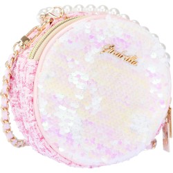 Nice Group - Girabrilla - Fashion Bag, Borsetta con Paillettes Reversibili, Maniglia con Perle e Tracolla