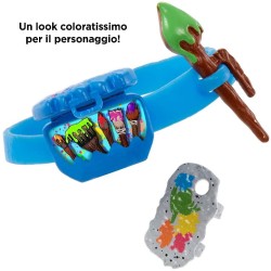 Giocheria - Mattel Cave Club Bambola Preistorica Slate da 25.4 cm, Capelli Blu, con Dinosauro e Accessori, età 4+, GNL87