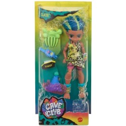 Giocheria - Mattel Cave Club Bambola Preistorica Slate da 25.4 cm, Capelli Blu, con Dinosauro e Accessori, età 4+, GNL87