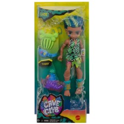 Giocheria - Mattel Cave Club Bambola Preistorica Slate da 25.4 cm, Capelli Blu, con Dinosauro e Accessori, età 4+, GNL87